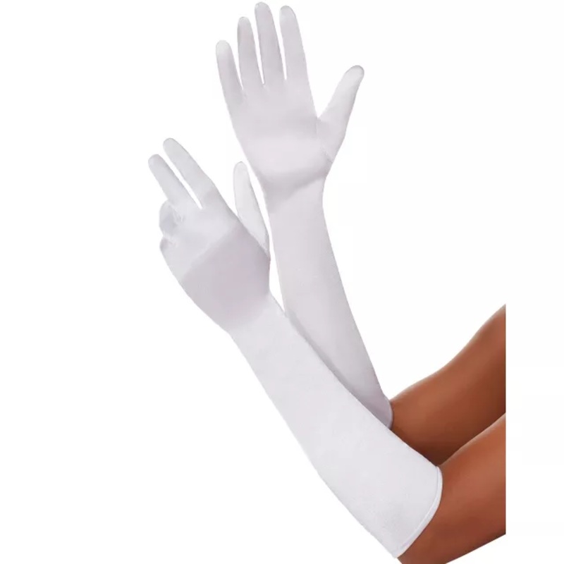 White Satin Gloves WHITE ONE SIZE FITS MOST