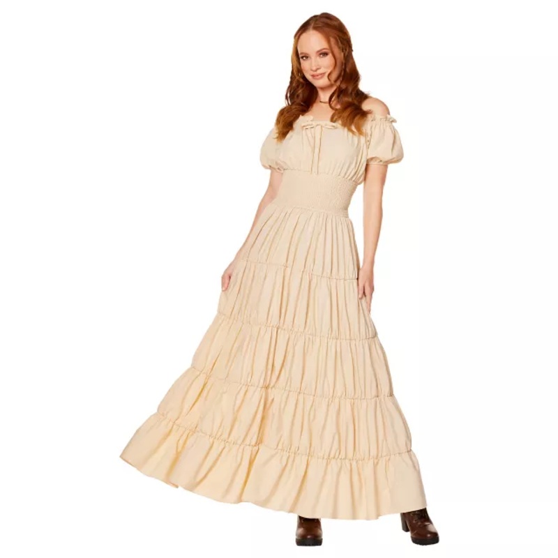 Adult Beige Peasant Dress BEIGE ADULT SMALL