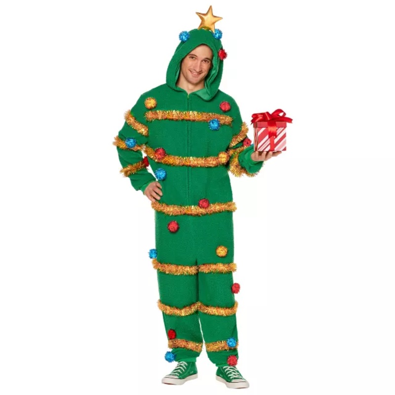 Adult Christmas Tree Jumpsuit GREEN SMALL/MEDIUM