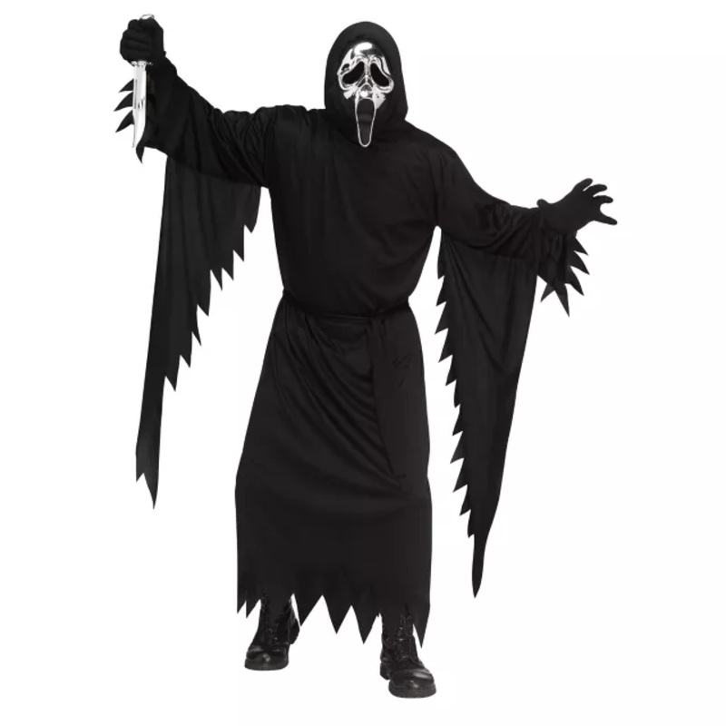 Adult Chrome Ghost Face Costume BLACK PLUS SIZE