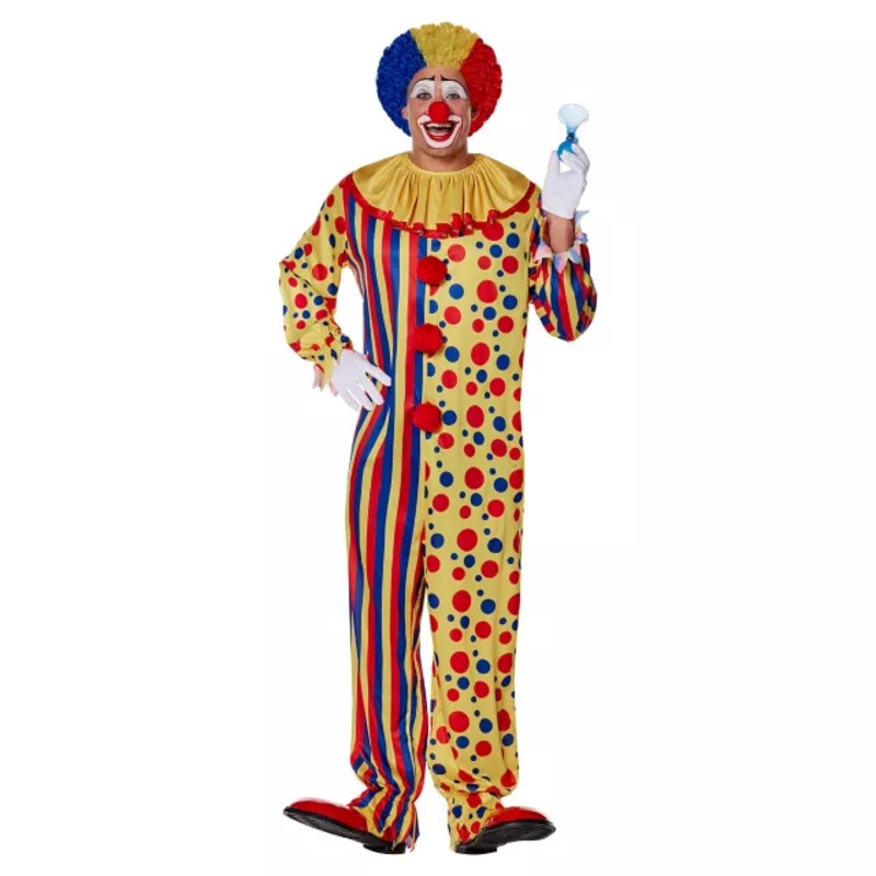 Adult Classic Clown Costume MULTI-COLOR SMALL/MEDIUM