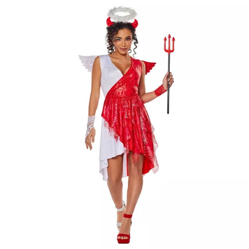 Adult Devilish Angel Costume RED AND WHITE ADULT SMALL
