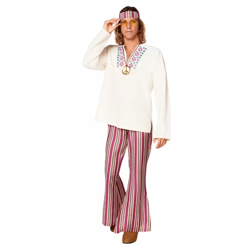Adult Free Love Hippie Costume MULTI-COLOR ADULT SMALL