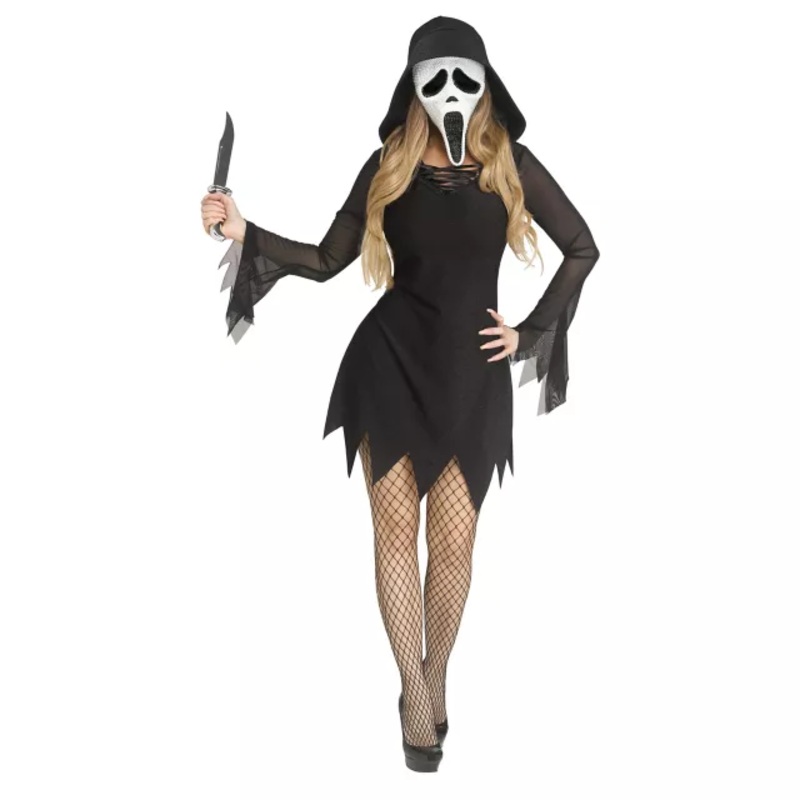 Adult Ghost Face Bling Dress Costume BLACK ADULT EX SMALL