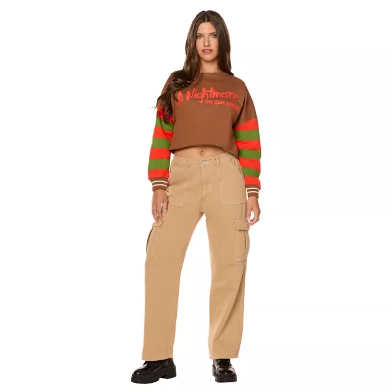 Freddy Krueger Cropped Crewneck - A Nightmare on Elm Street BROWN ADULT SMALL