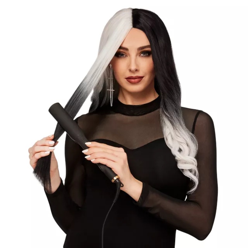 Heat Resistant Black and White Middle Part Wig BLACK AND WHITE ONE SIZE FITS MOST