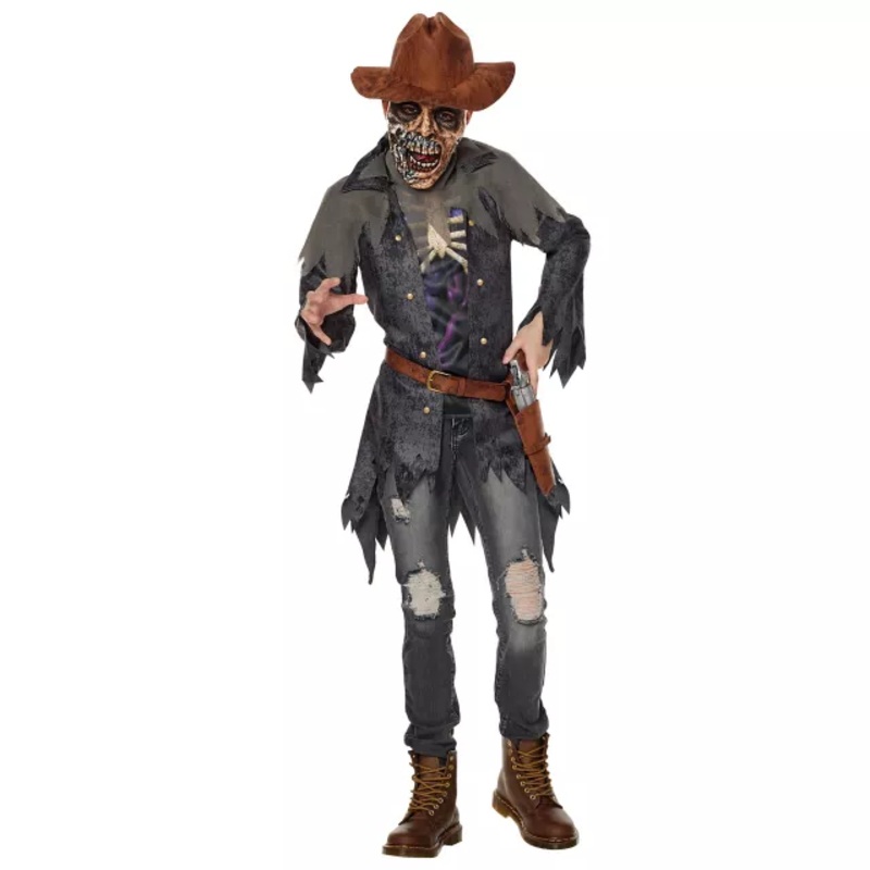 Kids Cowboy Corpse Costume BLACK CHILD MEDIUM