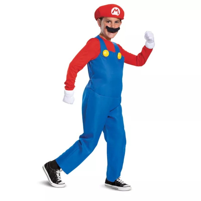Kids Mario Costume Deluxe- Mario Bros. RED CHILD SMALL