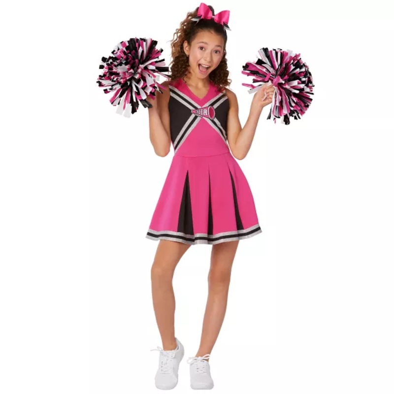 Kids Pink Cheerleader Costume BLACK AND PINK CHILD SMALL