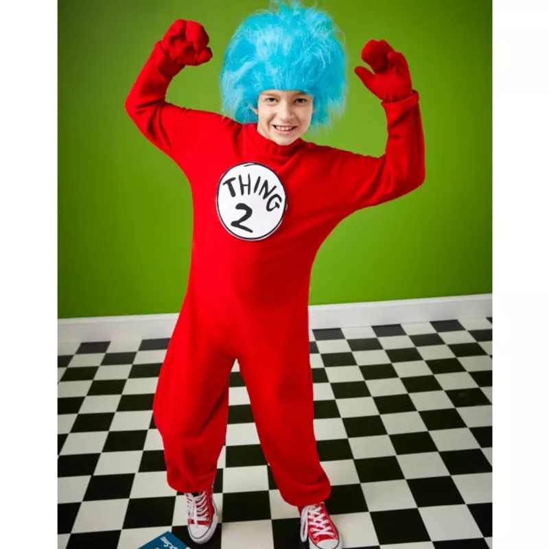 Kids Thing 1 and Thing 2 One Piece Costume - Dr. Seuss RED CHILD SMALL