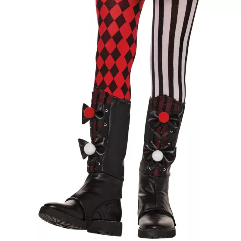 Kids Twisted Circus Boot Covers BLACK AND RED CHILD ONE SIZE
