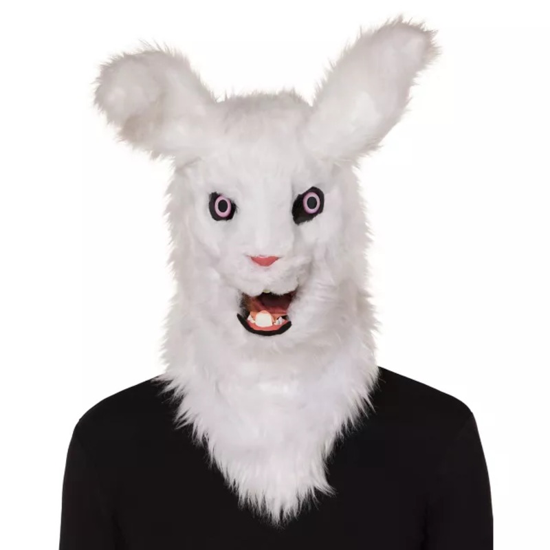Moving Mouth Rabbit Full Mask WHITE ONE SIZE FITS MOST