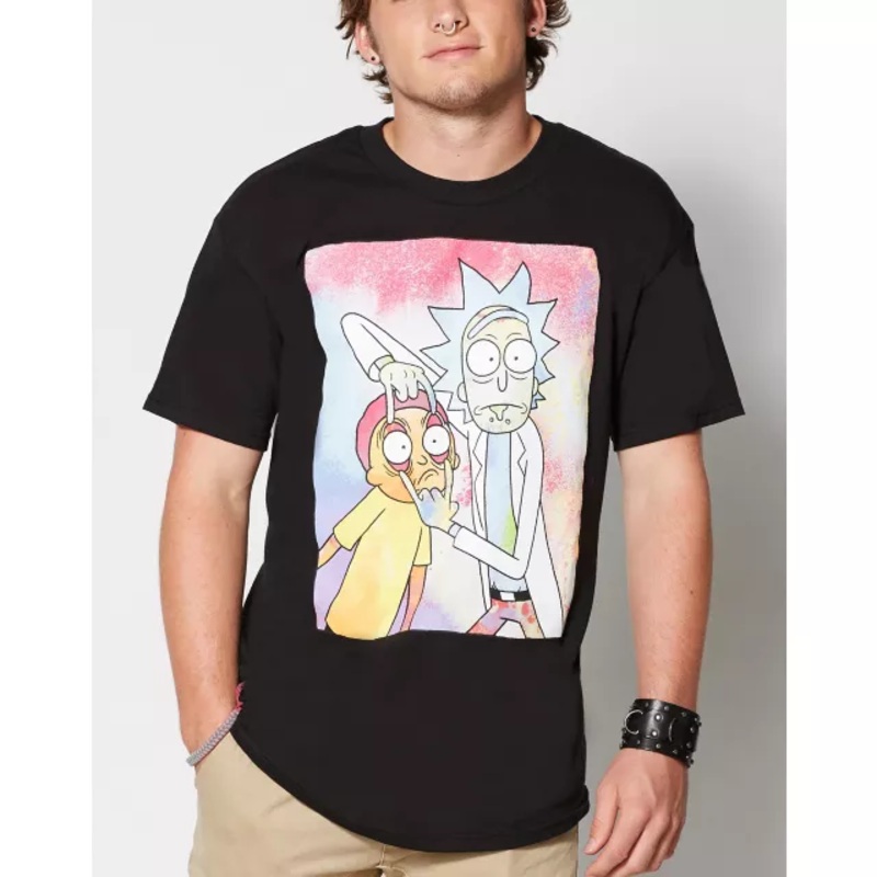 Neon Rick and Morty T Shirt BLACK ADULT SMALL