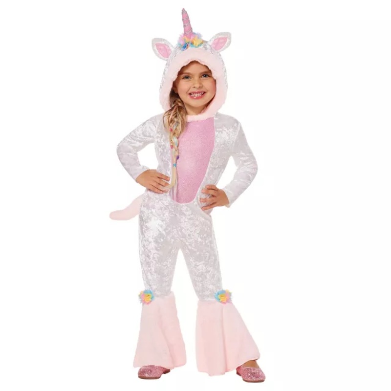 Toddler Magical Unicorn Jumpsuit Costume WHITE AND PINK 2T