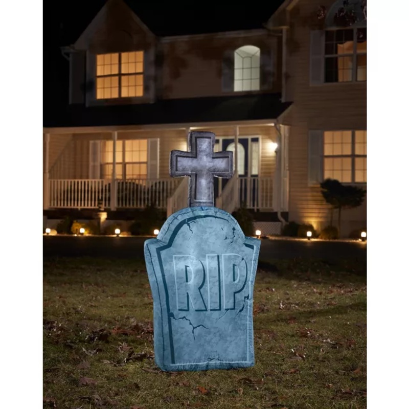 4 Ft Light-Up Tombstone Inflatable Decoration GRAY