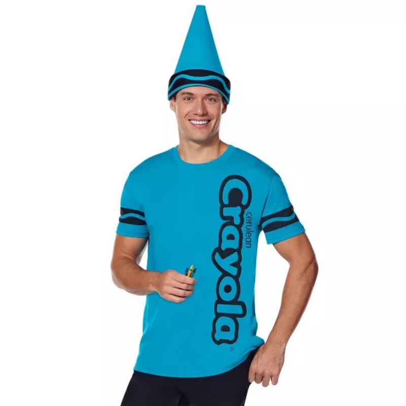 Adult Cerulean Crayon Costume Kit - Crayola BLUE ADULT SMALL