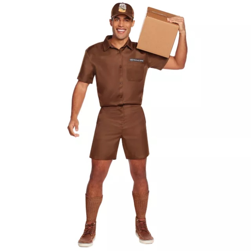 Adult Delivery Man Costume BROWN ADULT SMALL