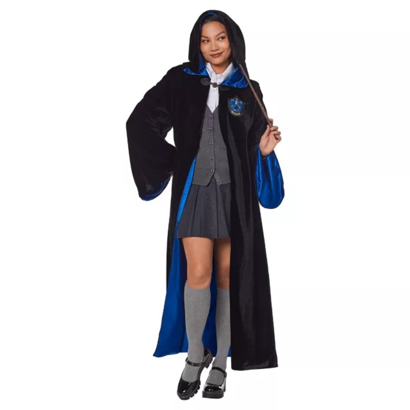Adult Deluxe Ravenclaw Robe - Harry Potter BLACK AND  BLUE ONE SIZE FITS MOST