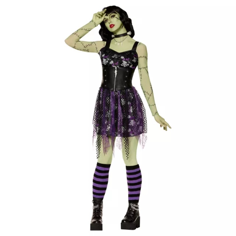 Adult Frankenstein Dress Costume - Universal Classic Monsters BLACK/PURPLE/GREEN ADULT SMALL