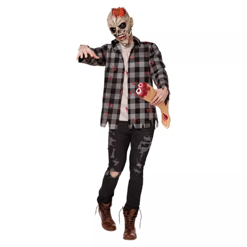 Adult Light-Up Undead Zombie Costume BLACK AND WHITE ADULT MEDIUM