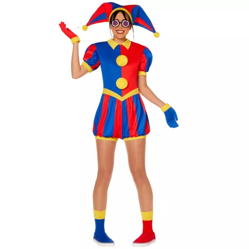 Adult Pomni Costume - The Amazing Digital Circus RED ADULT SMALL