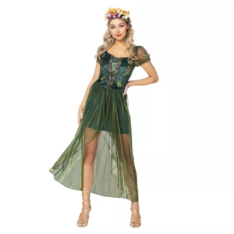 Adult Queen of the Forest Costume GREEN ADULT SMALL