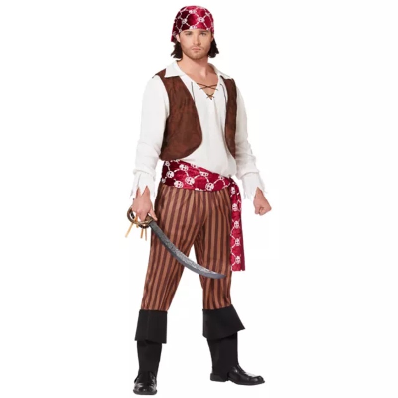 Adult Shipwreck Pirate Costume BROWN ONE SIZE FITS MOST