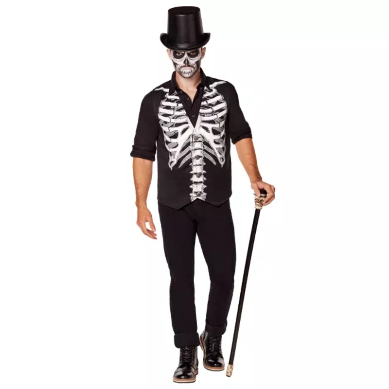 Adult Skeleton Vest BLACK SMALL/MEDIUM