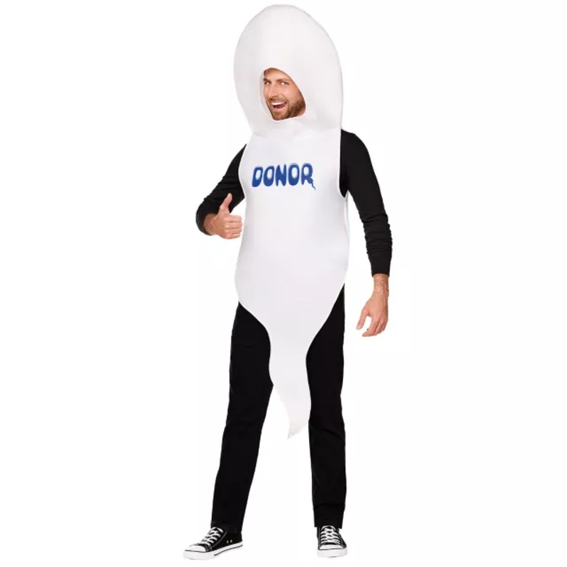 Adult Sperm Donor 3D Costume WHITE SMALL/MEDIUM