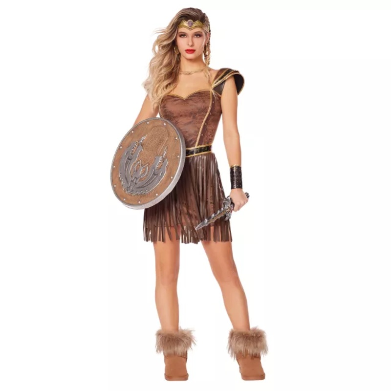 Adult Warrior Queen Costume BROWN ADULT SMALL