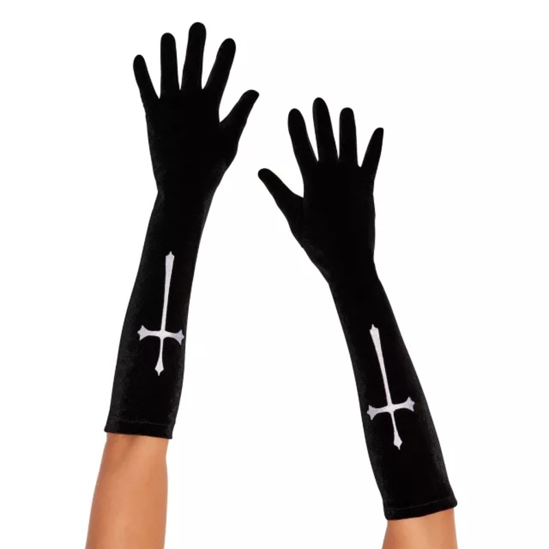 Black Gothic Cross Gloves BLACK ONE SIZE FITS MOST
