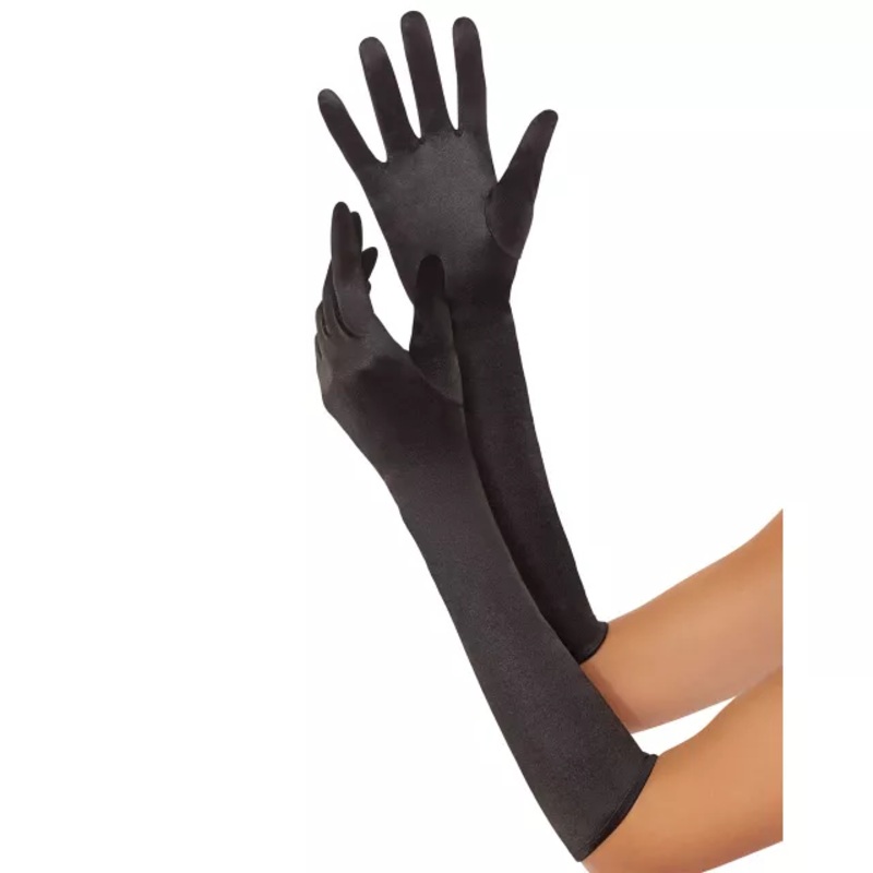 Black Satin Gloves BLACK ONE SIZE FITS MOST