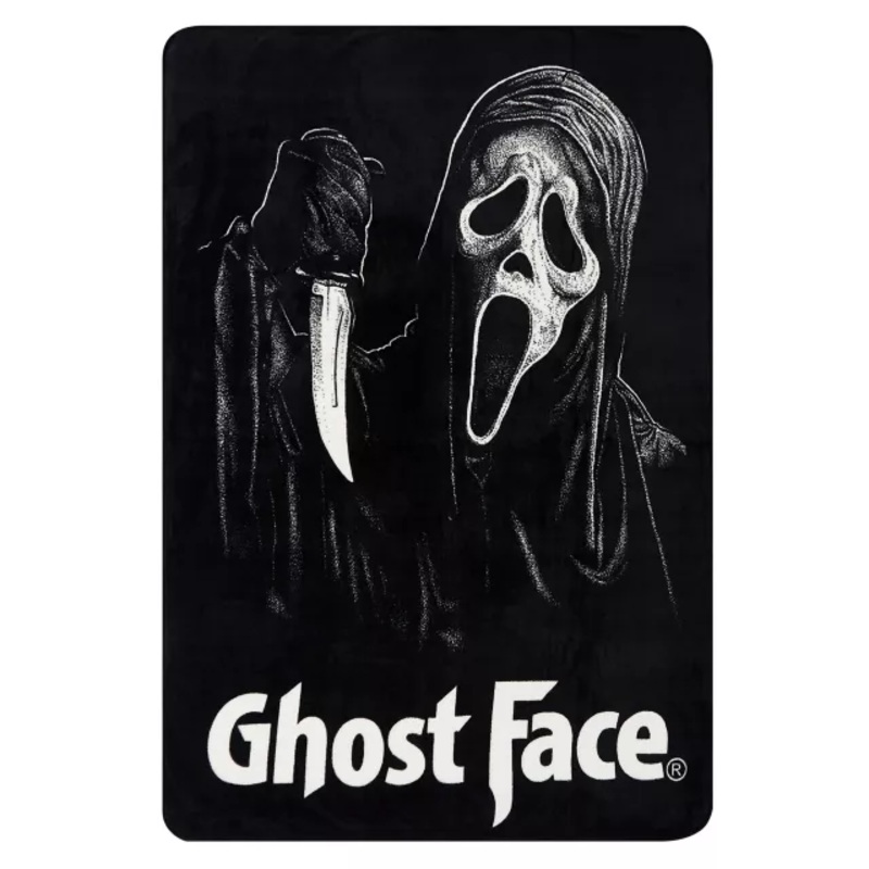 Ghost Face Fleece Blanket BLACK AND WHITE 60 IN X 50 IN