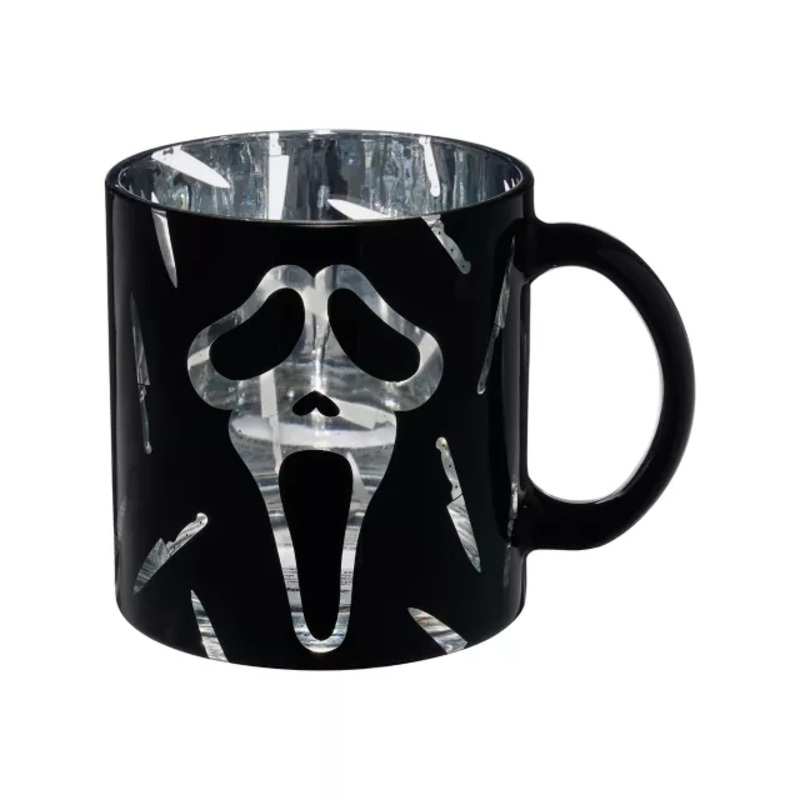 Ghost Face Knife Glass Coffee Mug - 20 oz. BLACK AND WHITE 20 OUNCE