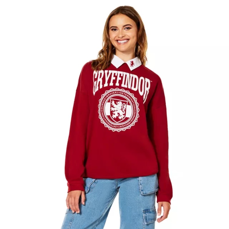 Gryffindor Collared Crewneck - Harry Potter RED ADULT SMALL
