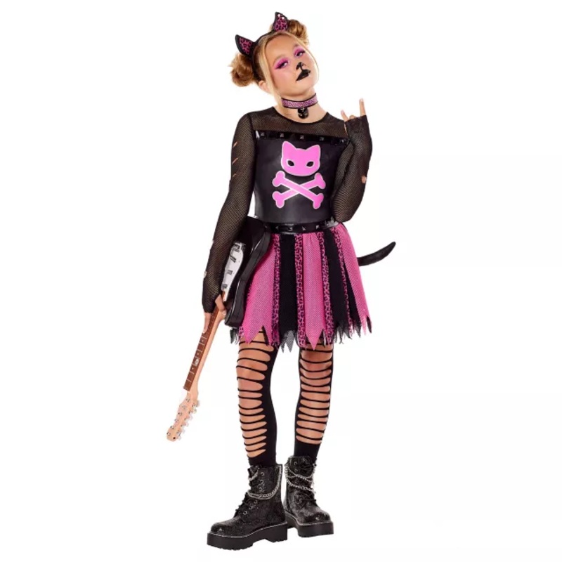 Kids Punk Kitty Costume BLACK CHILD SMALL