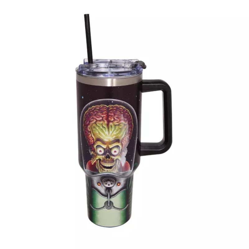 Mars Attacks Stainless Steel Travel Tumbler with Straw - 40oz. MULTI-COLOR
