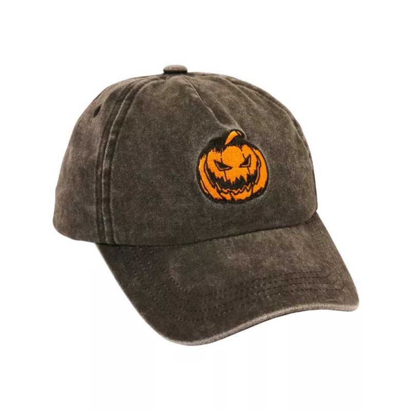 Pumpkin Icon Snapback Dad Hat BLACK AND ORANGE ONE SIZE FITS MOST