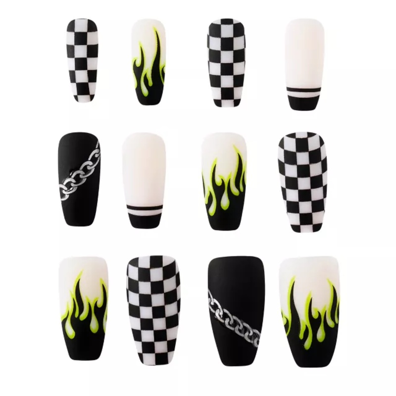 Punk Rock Press On Nails BLACK ONE SIZE FITS MOST