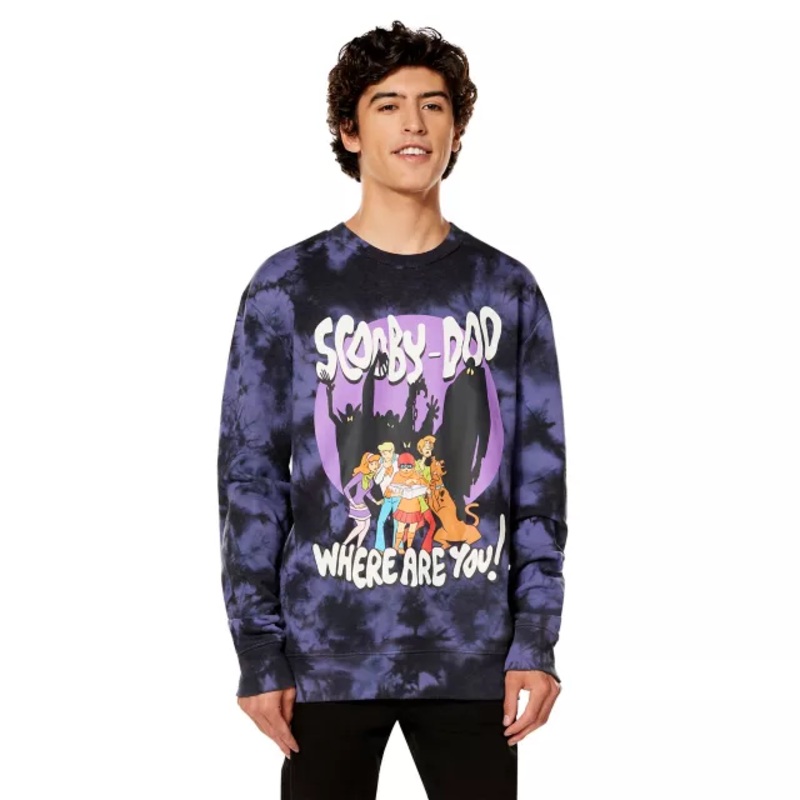 Scooby Doo Crewneck BLACK AND PURPLE ADULT MEDIUM