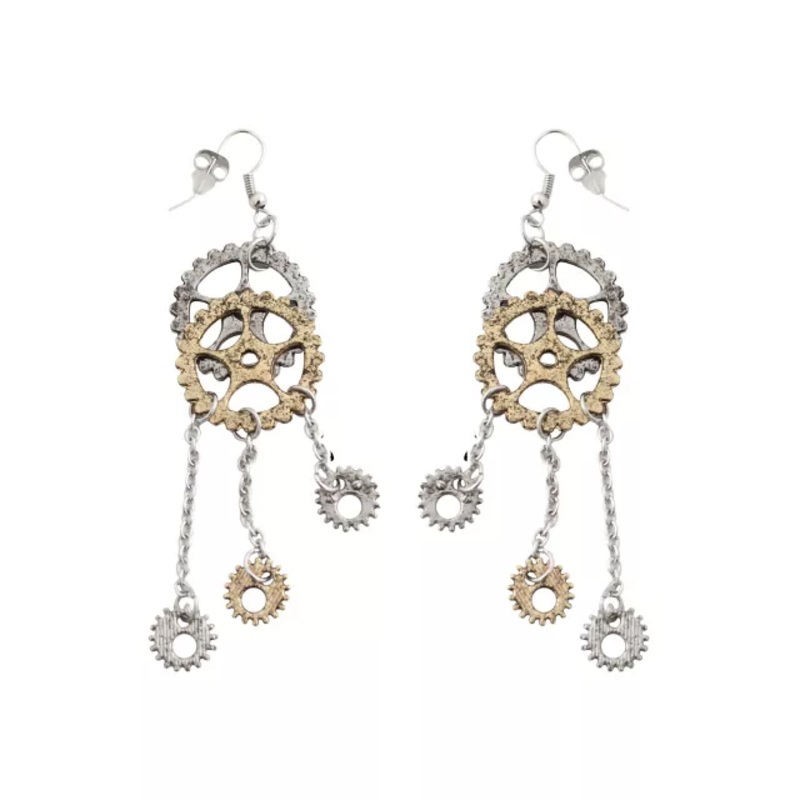 Steampunk Gear Dangle Earrings GOLD ONE SIZE FITS MOST