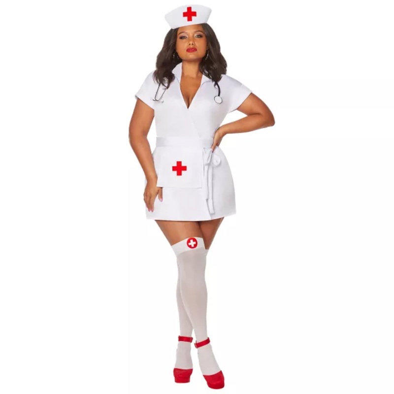 Adult Classic Nurse Plus Size Costume WHITE 1X