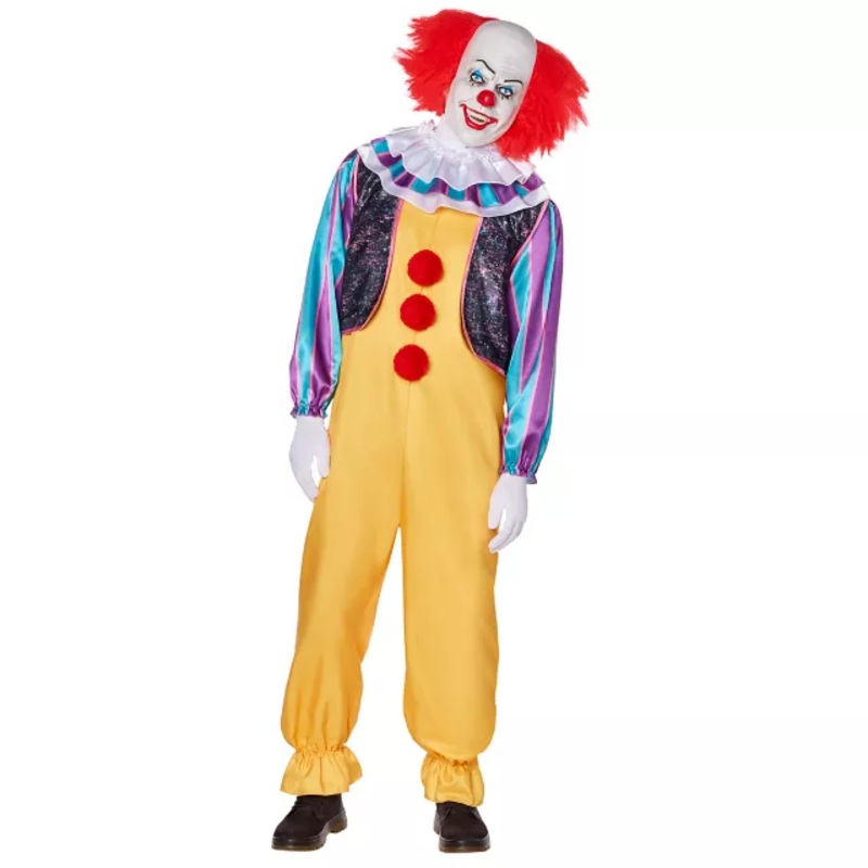 Adult Classic Pennywise Clown Costume - It MULTI-COLOR SMALL/MEDIUM