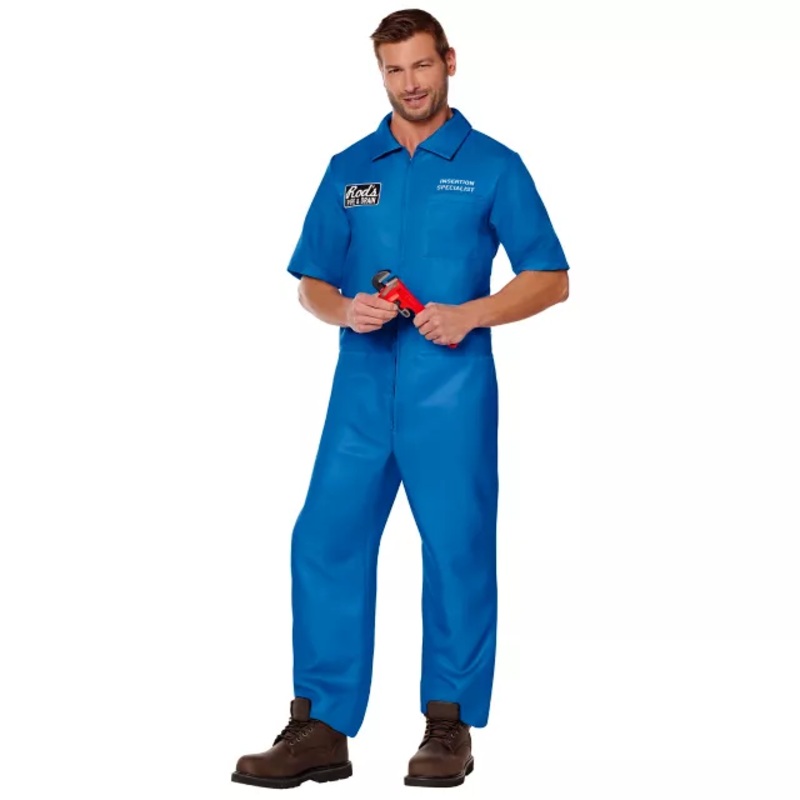 Adult Rod's Pipe and Drain Jumpsuit Costume BLUE EXTRA SMALL/SMA