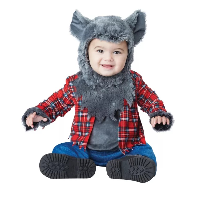 Baby Wittle Werewolf Costume GRAY PLAID 0 TO 6 MONTHS