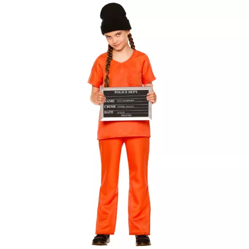 Kids Convict Costume ORANGE CHILD SMALL