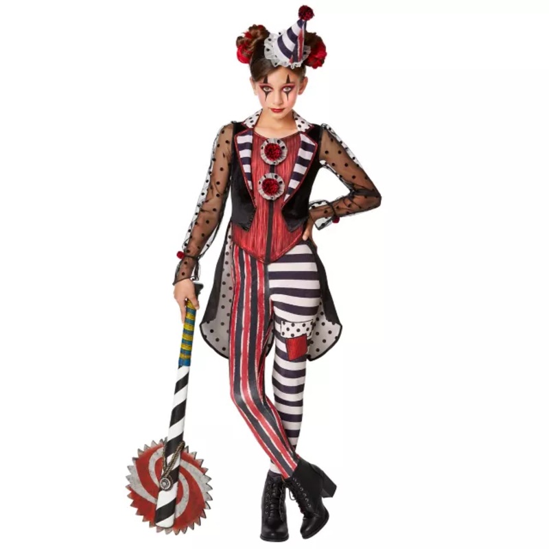 Kids Dark Vintage Clown Costume BLACK AND IVORY CHILD SMALL