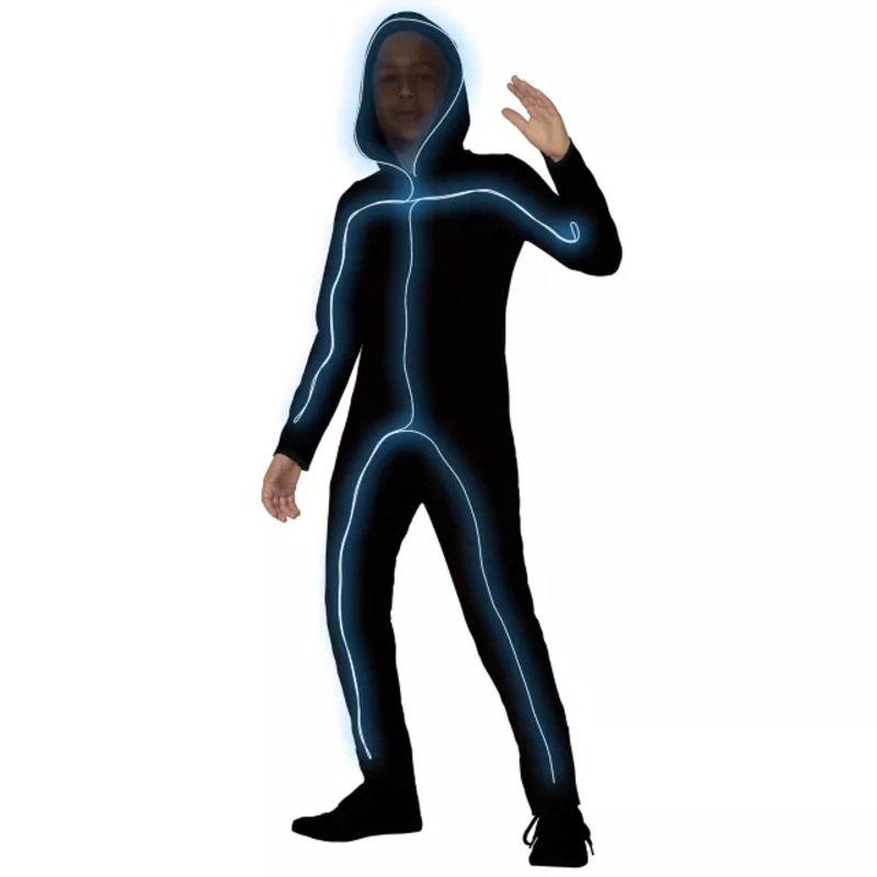 Kids Light-Up EL Wire Stick Figure Costume BLACK CHILD SMALL