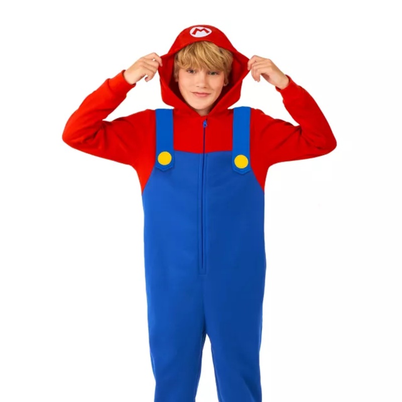 Kids Mario Jumpsuit With Hood - Super Mario Bros. RED CHILD MEDIUM