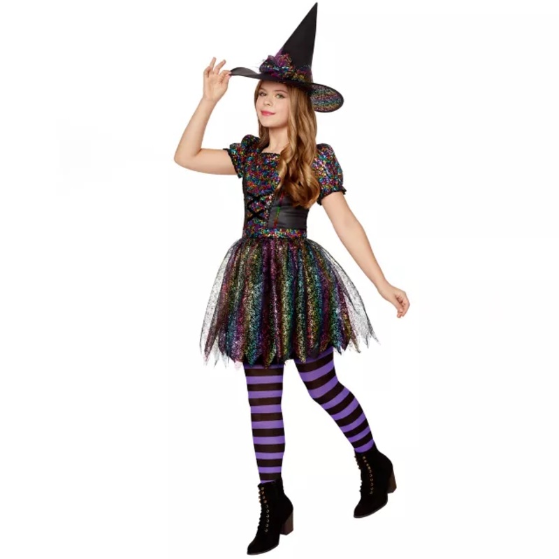 Kids Sequin Witch Costume BLACK CHILD SMALL